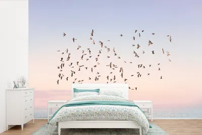 Produktbild von MuchoWow® Fototapete für Wohnzimmer oder Schlafzimmer Wandtapete Vinyl Motivtapete Vögel - Meer - Himmel - Natur - Sommer - 600x400 cm - Vinyltapeten
