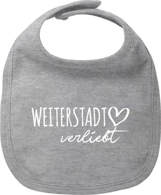 Produktbild von Huuraa Baby Lätzchen Weiterstadt verliebt Heather Grey Klettverschluss  Baumwolle Latz Geschenkidee