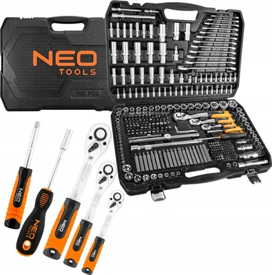 Produktbild von Neo Tools Werkzeugset 300 El. Nüsse Torx Koffer 1/2 3/8 1/4 RSL1GV+, MXF75YYV