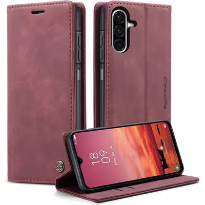 Productafbeelding van Telefoonschaal, opklapbaar, voor Samsung Galaxy A26 5G, kunstleer, wijnrood, met kaarthouder en standfunctie
