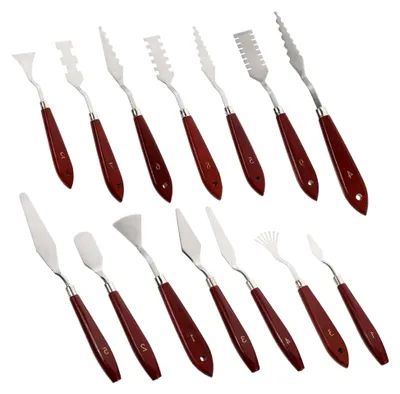 Produktbild von 14-teiliges Set Malspatel aus rostfreiem Stahl für das Mischen von Farben