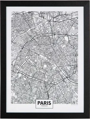 Produktbild von Wandbild - Schwarz - Weiß - 30 x 40 cm - Stadtkarte von Paris