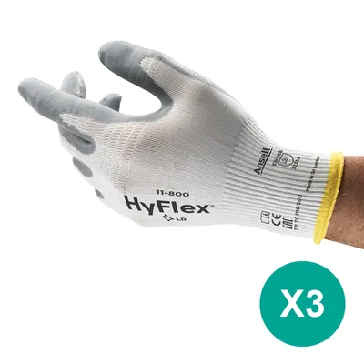 Produktbild von Arbeitshandschuhe Montagehandschuhe Schutzhandschuhe DIY 3PR HyFlex 11-800 L