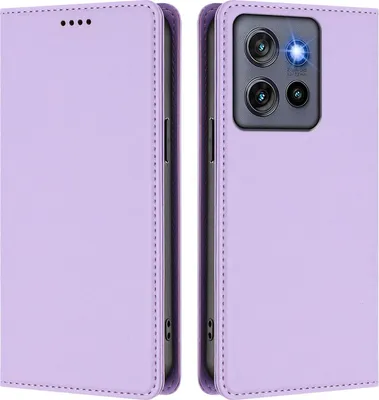 Image de Étui en cuir pour Motorola Edge 60 Neo/Edge 50 Neo, étui à rabat magnétique en cuirPolyuréthaneavec support, violet clair