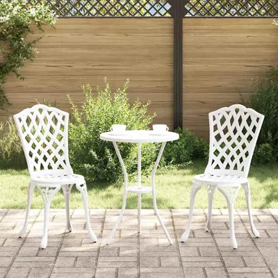 Immagine prodotto di Maison Exclusive - Set da giardino per bistro, 3 pezzi, bianco, alluminio