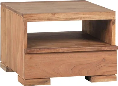 Produktbild von Nachttisch MUMBAI Massiv-Holz Akazie Nacht-Kommode 30 cm 1 Schublade Ablage Nachtschrank Landhaus-Stil Echt-Holz