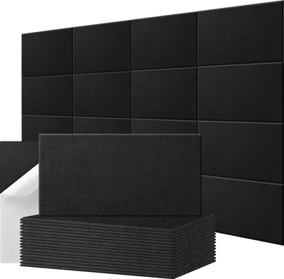 Produktbild von Schalldämmende Wandpaneele - Akustikplatten 16er Set - Hochdichte Polyesterpaneele - Selbstklebend - Für Musikstudio, Heimstudio und Aufnahmeraum - Schwarz