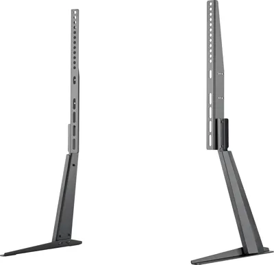 Two views of a TV stand base, shown against a white background.