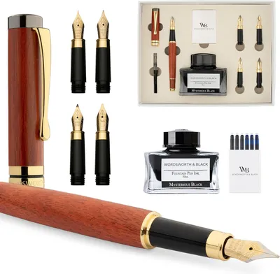 Productafbeelding van Black luxe bamboe zwart hout vulpenset - 4 Punten