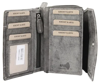 Immagine prodotto di Akzent 300113-003 Portafoglio da donna in vera pelle grigio 14 x 9 x 4 cm