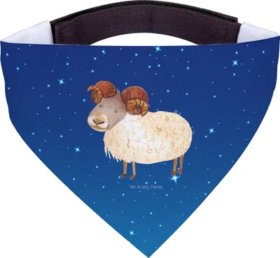 Produktbild von Mr. & Mrs. Panda Hundehalstuch Sternzeichen Widder - Sternenhimmel Blau - Geschenk, Hund Halstuch, Schafbock, Geburtstag März, Hunde, Hunde-Halstuch, Tuch, April, Bock