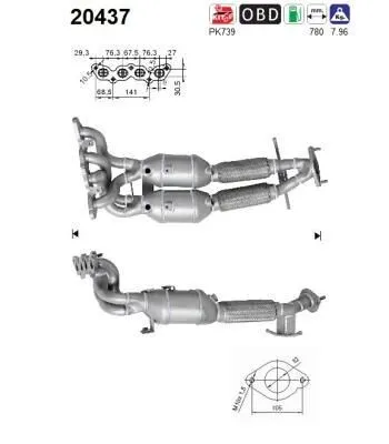Produktbild von AS Katalysator Kat für FORD MONDEO IV Turnier (BA7) 20437