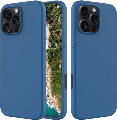 Produktbild von Mobigear Rubber Touch iPhone 16 Pro Silikon Hülle Backcover - Blau