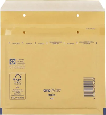 Produktbild von aroFOL® 2FVAF000013 Luftpolstertaschen CD, 180x165 mm, goldgelb/braun, 100 Stück