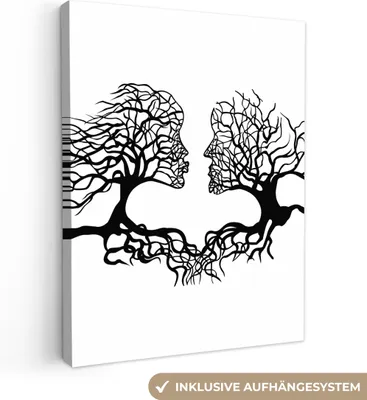 Produktbild von MuchoWow® - Leinwandbilder - Bäume - Gesicht - Kunst - Abstrakt, Wandbild, Wanddeko Bilder Wohnzimmer, 90x120 cm