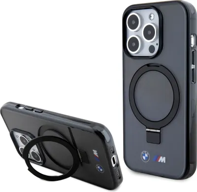 Immagine prodotto di Bmw Bmhmp15Lursk Iphone 15 Pro 6.1 Nero/Nero Custodia rigida ad anello Stand M Collection Magsafe