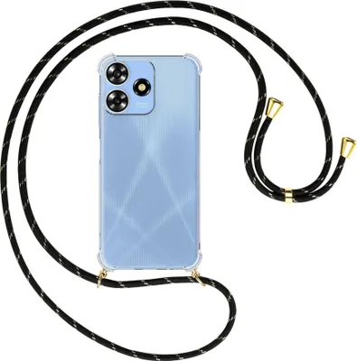 Produktbild von Handykette Backcover-Schutzhülle mit Band (Metall goldfarben) für ZTE Blade A73 4G (6.6'') - schwarz/gold