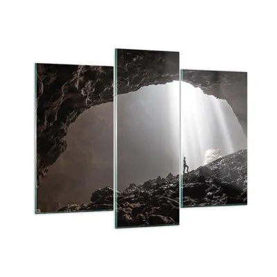 Produktbild von Bilder auf glas - 3 Teile - Höhle Morgendämmerung Frau - 130x100cm - Glasbilder - Wandbilder - Bilder - Wanddekoration aus Glas - Glas Bilder - Wandbild auf Glas - GCB130x100-4468