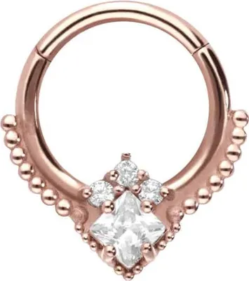 Produktbild von Ohrpiercing, Nasenpiercing, Septum Piercing Chirurgenstahl Segmentring Clicker 4 KRISTALLE + KUGELN