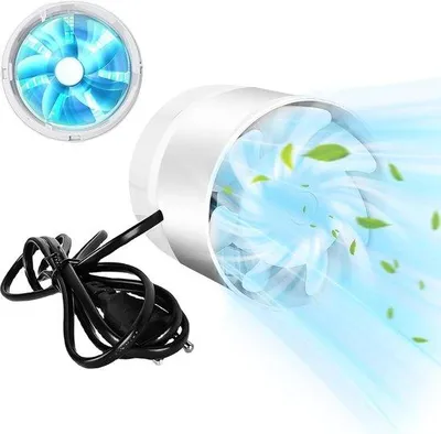 Obrázek produktu pro Ventilátor do potrubí 100 mm – řadový odtahový ventilátor pro odvod kouře v koupelně, na toaletě, v kuchyni, ve skleníku, ve stanu, v garáži (bílý, tichý ventilátor)