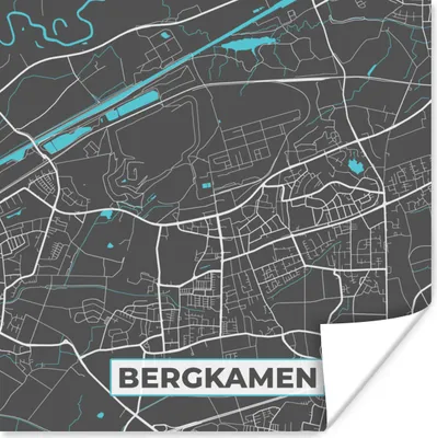 Produktbild von MuchoWow® Poster Karte - Stadtplan - Bergkamen - Deutschland - Blau 50x50 cm - Wohnzimmerdekoration