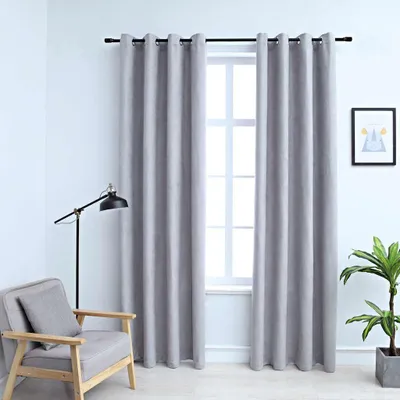 Image de Vidaxl -Vorhang verdammt mit Metallringen 2 ST 140x225 cm Grau