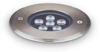 Imagen del producto de Luminaria LED para empotrar en exteriores, modelo FLOOR D12, referencia 255668, 6W, 780 lúmenes, 3000K, IP67, 12 cm, acero