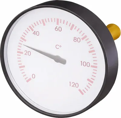 Obrázek produktu pro Aalberts teploměr centrální, modrý NG 63, 0–120 °C, 1 ks.