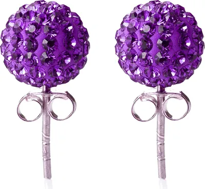 Produktbild von Damen Ohrstecker Ohrringe Silber 925 Mit Kristall Elements Amethyst.9mm