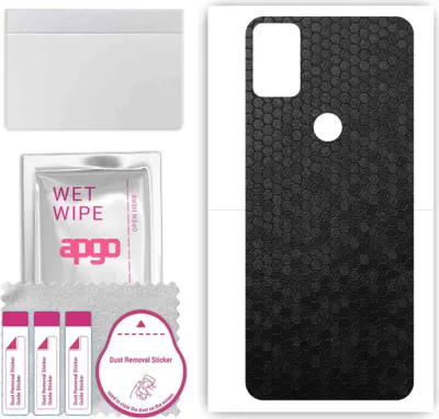 Produktbild von apgo Rückseite Schutzfolie, Skin, kompatibel mit Alcatel 3x, Hinten Displayschutzfolie aus Vinylfolie, kratzfest, einfache Montage - Schwarze Honigwabe