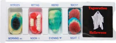 Zdjęcie produktu dla Halloweenowe pudełko tabletek z owocowymi żelkami 25g