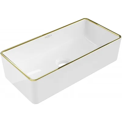 Zdjęcie produktu dla Mexen Nadia umywalka nablatowa 46 x 23 cm, biała/złota rant - 21614605