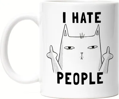 Produktbild von I Hate People Tasse Lustig Katze unhöflich Spruch Cat Katzenliebhaber Geschenk Kollege Kollegin Büro-Tasse