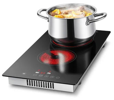 Glaskeramik-Kochfeld 2 Platten 3000W Touch-Bedienung Timer