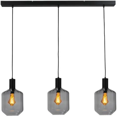 Produktbild von masterlight Pendelleuchte Porto 3-flammig Glas Schwarz-Transparent 100x19cm