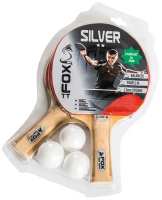 Produktbild von Fox TT Tischtennis Set 2 Spieler Silber - Tischtennisschläger und Bälle