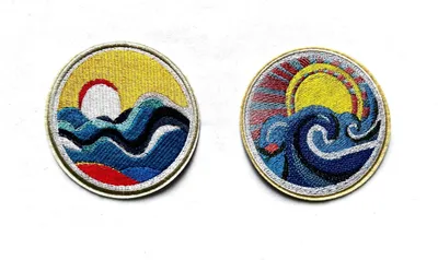 Wellen-Bügelpatch Japanische Wellen 2 Stück, 9 cm