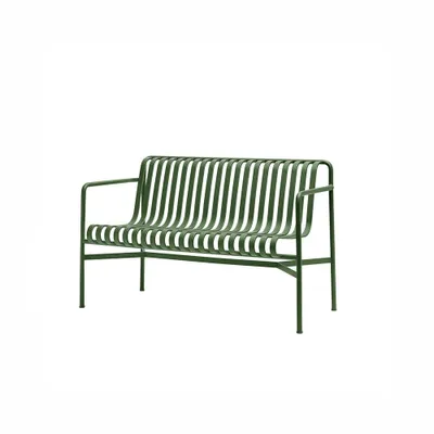 Image de Chaise de jardin extérieure en fer - Résistante aux intempéries & robuste - Chaise pour balcon, terrasse & café - Fauteuil de jardin vert foncé- Chaise double 120cm【SRKB9862】