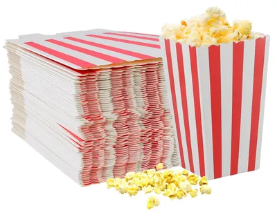 Obrázek produktu pro Solidchoice - 150 kusů sáčku na popcorn - červeno-bílý retro design, ideální pro svačinu a filmový večer
