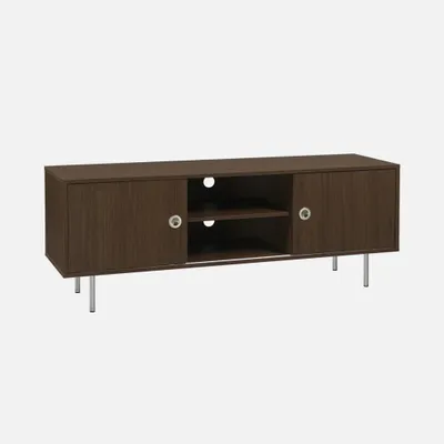 Immagine prodotto di Mobile TV vintage in legno e acciaio inossidabile a 2 ante, 140cm, Noce