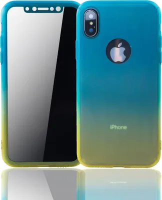 Produktbild von Handyhülle Schutzhülle für Apple iPhone XS Full Case Cover Displayschutz 360 Gelb