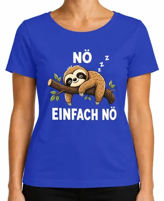 Imagen del producto de Camiseta para mujer, color azul, talla XXL, con el texto: "No. Simplemente no. Perezoso. Durmiendo. Perezoso. Declaración. Sarcasmo. Lindo."