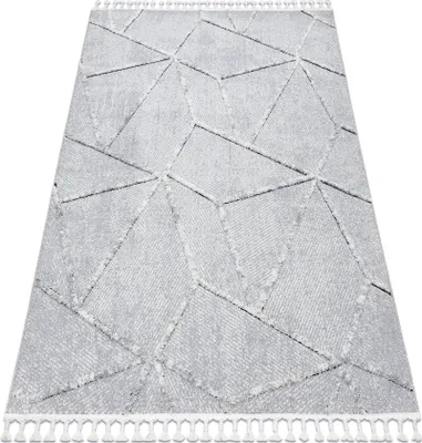 Produktbild von Teppich SEVILLA Z791C Mosaik grau / weiß Franse berber marokkanisch shaggy Grau 240x330 cm