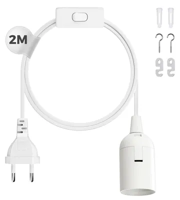 Immagine prodotto di Portalampada E27 con cavo, lampada a sospensione E27 con interruttore on/off