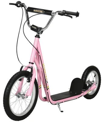 Productafbeelding van HOMCOM kinderloopfiets met remmen, scooter, 16/12 inch, verstelbaar, roze