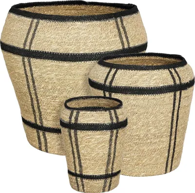 Zdjęcie produktu dla Kosz do przechowywania Mica Decorations - zestaw 3 - H38 x Ø30 cm - trawa morska - jasnobrązowy