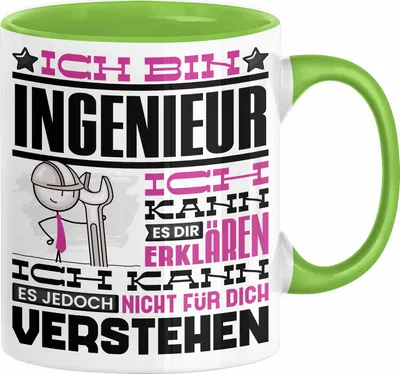 Produktbild von Ingenieur Geschenk Tasse Geschenkidee für Ingenieur Geburtstag Lustiger Spruch Ich Bin Ingenieur Ich Kann Es Dir Erklären Aber Nicht Für Dich Verstehen (Grün)
