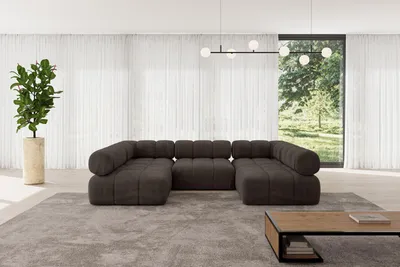 Produktbild von ALTDECOR Modulares Sofa Ecksofa in U-Form - Garvo-U1 - 285x190x70 cm Braun Corner modular Sofa Eckcouch Couch Wohnlandschaft Cauchsofa Polstersofa