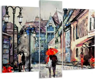 Produktbild von Bild auf Leinwand - Leinwandbild - Stadt Straße Haus - 95x80cm - Wand Bild - Wanddeko - Wandbilder - Leinwanddruck - Bilder - Kunstdruck - Wanddekoration - Leinwand bilder - Wandkunst - CB95x80-3940