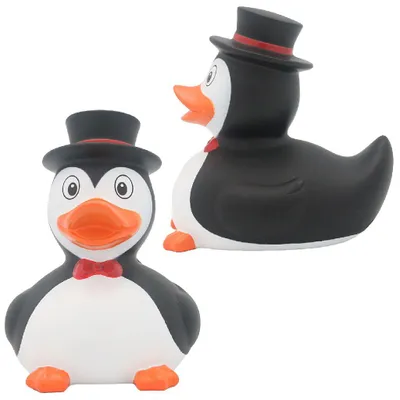 Produktbild von van der Meulen Badeente Pinguin Gummi Orange Schwarz Weiß Badespielzeug
